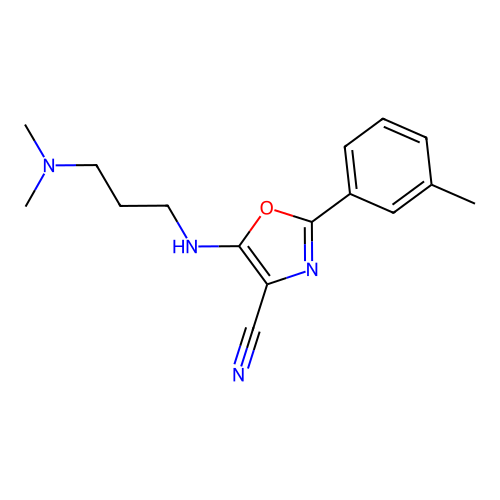 5-{[3-(Dimethylamino)propyl]amino}-2-(3-methylphenyl)-1,3-oxazole-4-carbonitrile structure