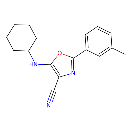 5-(Cyclohexylamino)-2-(3-methylphenyl)-1,3-oxazole-4-carbonitrile structure