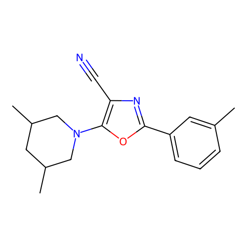 5-(3,5-Dimethylpiperidin-1-yl)-2-(3-methylphenyl)-1,3-oxazole-4-carbonitrile structure
