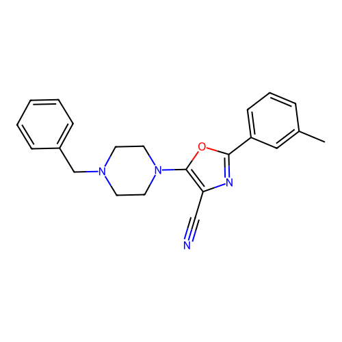 5-(4-Benzylpiperazin-1-yl)-2-(3-methylphenyl)-1,3-oxazole-4-carbonitrile structure