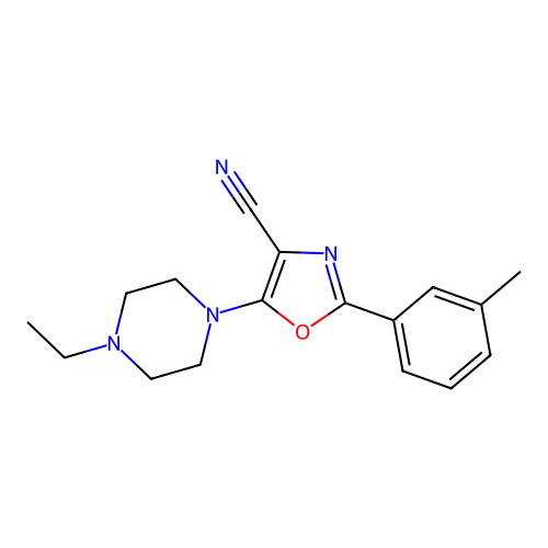 5-(4-Ethylpiperazin-1-yl)-2-(3-methylphenyl)-1,3-oxazole-4-carbonitrile structure