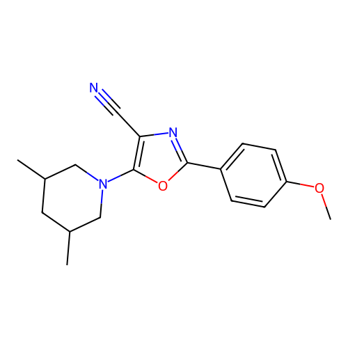 5-(3,5-Dimethylpiperidin-1-yl)-2-(4-methoxyphenyl)-1,3-oxazole-4-carbonitrile structure