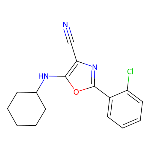 2-(2-Chlorophenyl)-5-(cyclohexylamino)-1,3-oxazole-4-carbonitrile structure