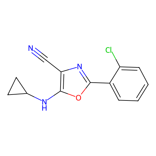 2-(2-Chlorophenyl)-5-(cyclopropylamino)-1,3-oxazole-4-carbonitrile structure