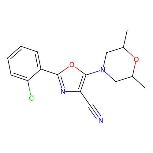2-(2-Chlorophenyl)-5-(2,6-dimethylmorpholin-4-yl)-1,3-oxazole-4-carbonitrile structure