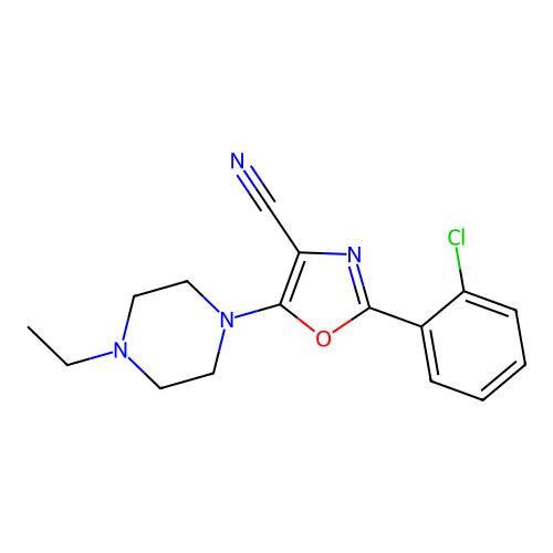 2-(2-Chlorophenyl)-5-(4-ethylpiperazin-1-yl)-1,3-oxazole-4-carbonitrile structure