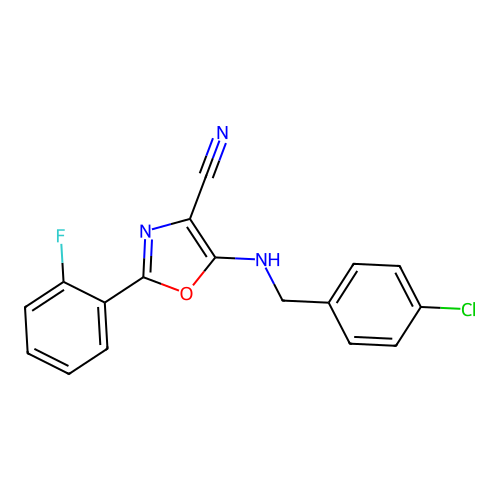 5-[(4-Chlorobenzyl)amino]-2-(2-fluorophenyl)-1,3-oxazole-4-carbonitrile structure