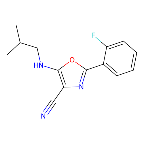 2-(2-Fluorophenyl)-5-[(2-methylpropyl)amino]-1,3-oxazole-4-carbonitrile structure