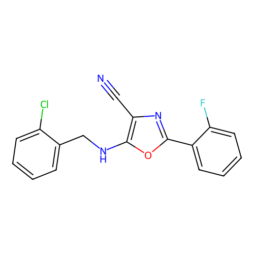 5-[(2-Chlorobenzyl)amino]-2-(2-fluorophenyl)-1,3-oxazole-4-carbonitrile structure