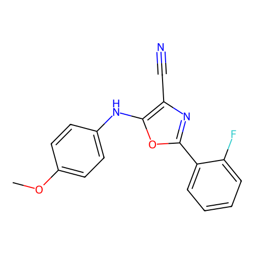 2-(2-Fluorophenyl)-5-(4-methoxyanilino)-4-oxazolecarbonitrile structure