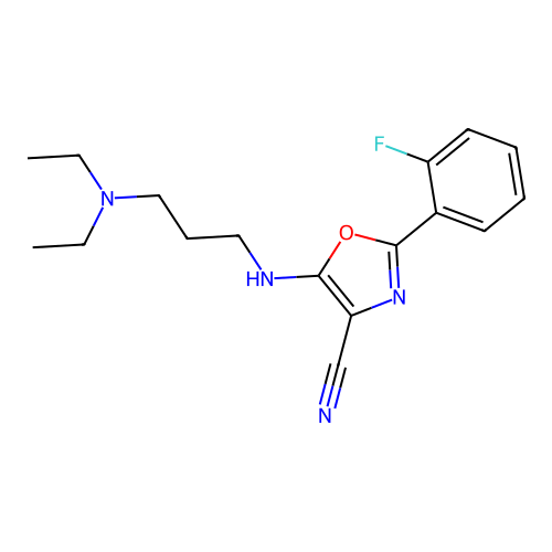 5-{[3-(Diethylamino)propyl]amino}-2-(2-fluorophenyl)-1,3-oxazole-4-carbonitrile structure