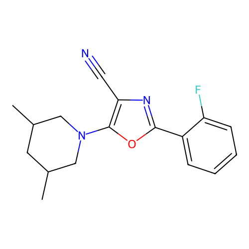 5-(3,5-Dimethylpiperidin-1-yl)-2-(2-fluorophenyl)-1,3-oxazole-4-carbonitrile structure