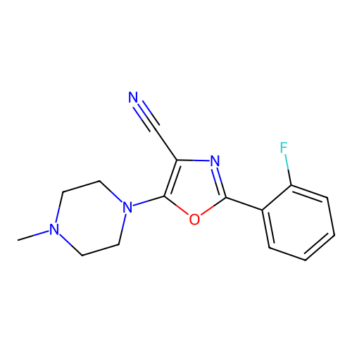 2-(2-Fluorophenyl)-5-(4-methylpiperazin-1-yl)-1,3-oxazole-4-carbonitrile structure