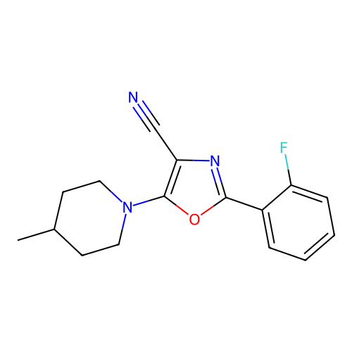 2-(2-Fluorophenyl)-5-(4-methylpiperidin-1-yl)-1,3-oxazole-4-carbonitrile structure