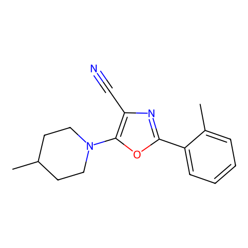 2-(2-Methylphenyl)-5-(4-methylpiperidin-1-yl)-1,3-oxazole-4-carbonitrile structure