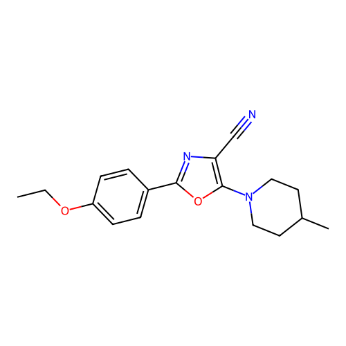 2-(4-Ethoxyphenyl)-5-(4-methylpiperidin-1-yl)-1,3-oxazole-4-carbonitrile structure