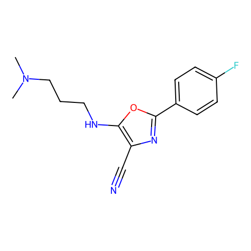 5-{[3-(Dimethylamino)propyl]amino}-2-(4-fluorophenyl)-1,3-oxazole-4-carbonitrile structure