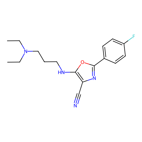5-{[3-(Diethylamino)propyl]amino}-2-(4-fluorophenyl)-1,3-oxazole-4-carbonitrile structure