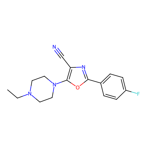 5-(4-Ethylpiperazin-1-yl)-2-(4-fluorophenyl)-1,3-oxazole-4-carbonitrile structure