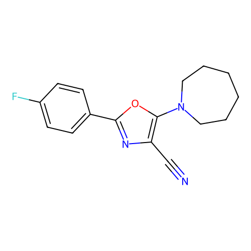 5-(Azepan-1-yl)-2-(4-fluorophenyl)-1,3-oxazole-4-carbonitrile structure