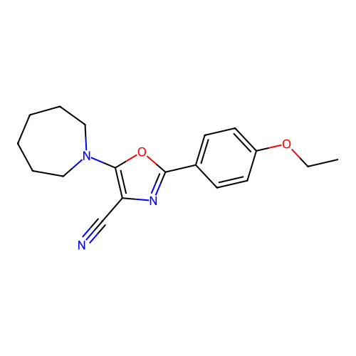 5-(Azepan-1-yl)-2-(4-ethoxyphenyl)-1,3-oxazole-4-carbonitrile structure
