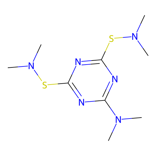 6-(Dimethylamino)-N,N,N',N'-tetramethyl-1,3,5-triazine-2,4-disulphenamide structure
