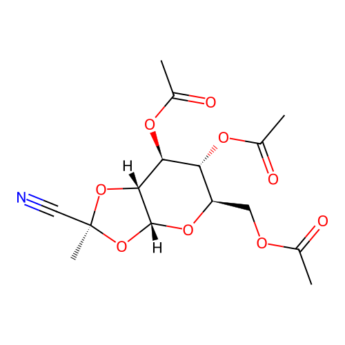 3,4,6-tri-O-acetyl-1,2-O-[(1S)-1-cyanoethylidene]-alpha-D-glucopyranose structure