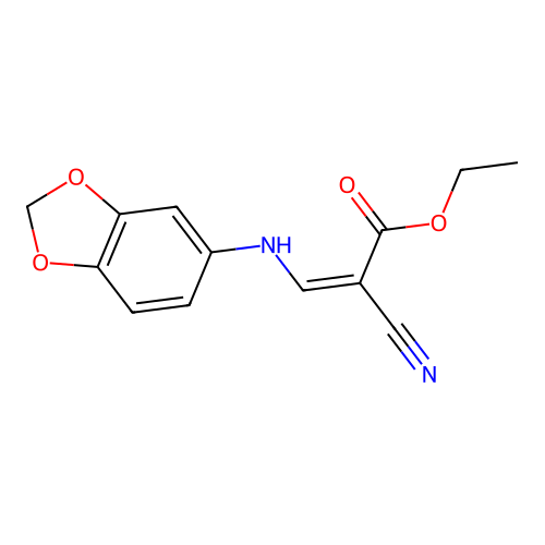 ethyl (Z)-3-(1,3-benzodioxol-5-ylamino)-2-cyanoprop-2-enoate structure