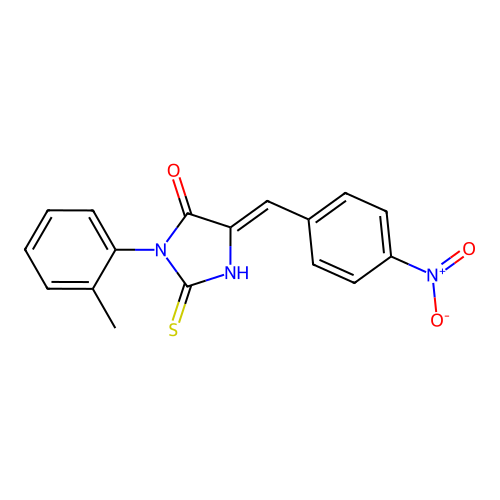 4-Imidazolidinone, 3-(2-methylphenyl)-5-((4-nitrophenyl)methylene)-2-thioxo- structure