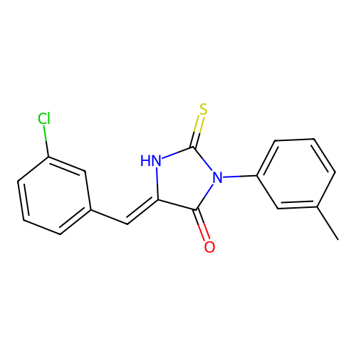4-Imidazolidinone, 5-((3-chlorophenyl)methylene)-3-(3-methylphenyl)-2-thioxo- structure