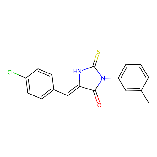 4-Imidazolidinone, 5-((4-chlorophenyl)methylene)-3-(3-methylphenyl)-2-thioxo- structure