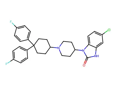 2H-Benzimidazol-2-one, 1,3-dihydro-1-(1-(4,4-bis(4-fluorophenyl)cyclohexyl)-4-piperidinyl)-5-chloro- structure