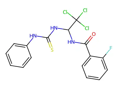 2-Fluoro-N-{2,2,2-trichloro-1-[(phenylcarbamothioyl)amino]ethyl}benzamide structure
