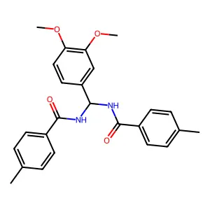N,N'-[(3,4-Dimethoxyphenyl)methylene]bis(4-methylbenzamide) structure