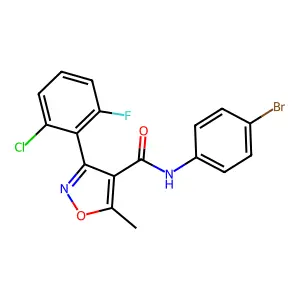 N-(4-bromophenyl)-3-(2-chloro-6-fluorophenyl)-5-methyl-1,2-oxazole-4-carboxamide structure