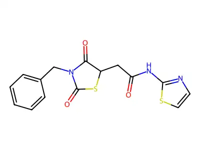 2-(3-benzyl-2,4-dioxo-1,3-thiazolidin-5-yl)-N-(1,3-thiazol-2-yl)acetamide structure