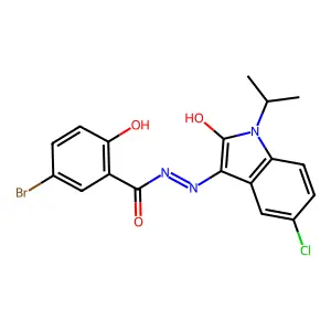 5-bromo-N'-[(3E)-5-chloro-2-oxo-1-(propan-2-yl)-2,3-dihydro-1H-indol-3-ylidene]-2-hydroxybenzohydrazide structure