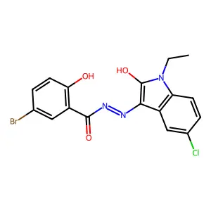(E)-5-bromo-N'-(5-chloro-1-ethyl-2-oxoindolin-3-ylidene)-2-hydroxybenzohydrazide structure