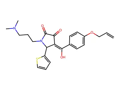 1-[3-(dimethylamino)propyl]-3-hydroxy-4-[4-(prop-2-en-1-yloxy)benzoyl]-5-(thiophen-2-yl)-2,5-dihydro-1H-pyrrol-2-one structure