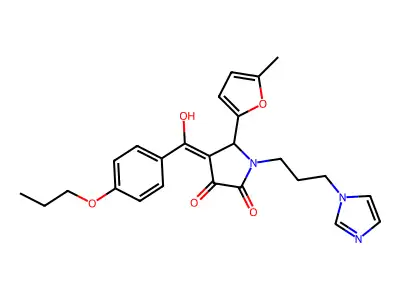 3-hydroxy-1-[3-(1H-imidazol-1-yl)propyl]-5-(5-methylfuran-2-yl)-4-(4-propoxybenzoyl)-2,5-dihydro-1H-pyrrol-2-one structure