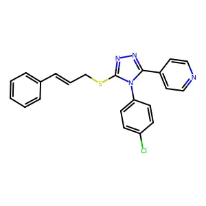 4-[4-(4-chlorophenyl)-5-{[(2E)-3-phenylprop-2-en-1-yl]sulfanyl}-4H-1,2,4-triazol-3-yl]pyridine structure