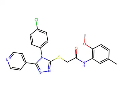 2-{[4-(4-chlorophenyl)-5-(pyridin-4-yl)-4H-1,2,4-triazol-3-yl]sulfanyl}-N-(2-methoxy-5-methylphenyl)acetamide structure