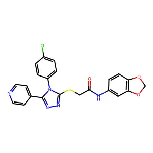 N-(1,3-benzodioxol-5-yl)-2-{[4-(4-chlorophenyl)-5-(pyridin-4-yl)-4H-1,2,4-triazol-3-yl]sulfanyl}acetamide structure