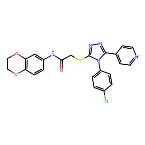 2-{[4-(4-chlorophenyl)-5-(pyridin-4-yl)-4H-1,2,4-triazol-3-yl]sulfanyl}-N-(2,3-dihydro-1,4-benzodioxin-6-yl)acetamide structure
