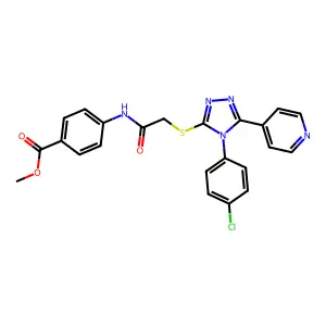 methyl 4-[({[4-(4-chlorophenyl)-5-(pyridin-4-yl)-4H-1,2,4-triazol-3-yl]sulfanyl}acetyl)amino]benzoate structure