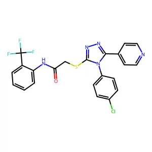2-{[4-(4-chlorophenyl)-5-(pyridin-4-yl)-4H-1,2,4-triazol-3-yl]sulfanyl}-N-[2-(trifluoromethyl)phenyl]acetamide structure