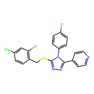 4-{4-(4-chlorophenyl)-5-[(2,4-dichlorobenzyl)sulfanyl]-4H-1,2,4-triazol-3-yl}pyridine structure