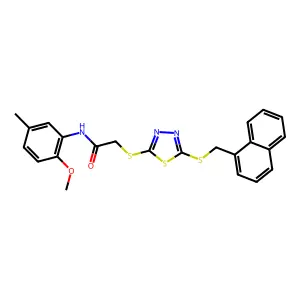N-(2-methoxy-5-methylphenyl)-2-({5-[(naphthalen-1-ylmethyl)sulfanyl]-1,3,4-thiadiazol-2-yl}sulfanyl)acetamide structure