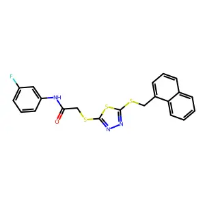 N-(3-fluorophenyl)-2-({5-[(naphthalen-1-ylmethyl)sulfanyl]-1,3,4-thiadiazol-2-yl}sulfanyl)acetamide structure