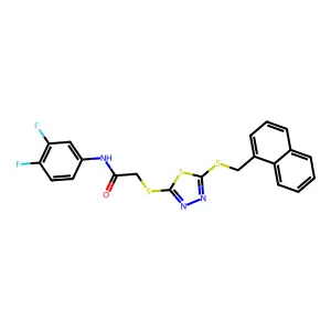 N-(3,4-difluorophenyl)-2-({5-[(naphthalen-1-ylmethyl)sulfanyl]-1,3,4-thiadiazol-2-yl}sulfanyl)acetamide structure